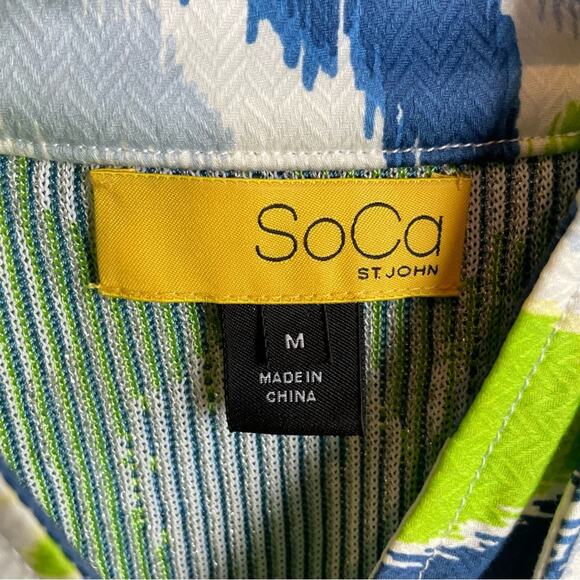 St. John Blue and Green Patterned Cardigan - Picture 6 of 8